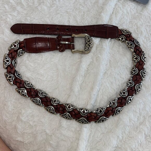 Brighton Accessories - Brighton Vintage 1996 Womens Belt Size Small Brown Tone Braided Leather
